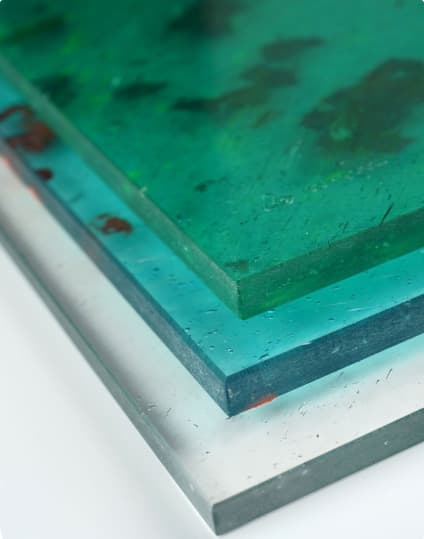 Translucent layered material representing clarity and alignment.